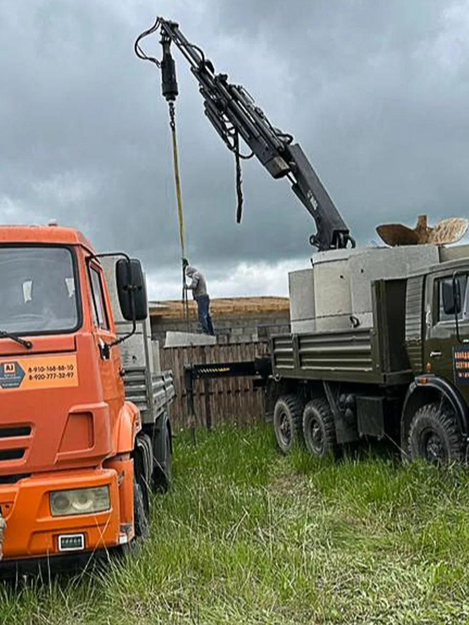 Монтаж питьевого колодца на 10 железобетонных колец в Заокском районе